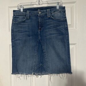 7 For All Mankind Denim Raw Hem Mini Skirt